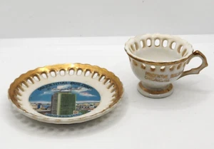 Miniature Cup & Saucer Prudential Building Ceramic - Picture 1 of 1
