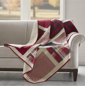 Woolrich Oversized Quilted Throw - Hungtington Red - Picture 1 of 3