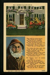 Poetry Poem Poet Postcard State Massachusetts MA Cape Cod Old House Salt Linen - Picture 1 of 2