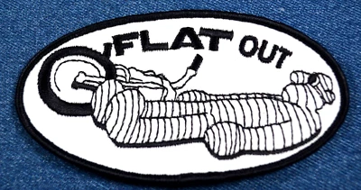 NOS 70s Vintage Original FLAT OUT 5" Patch Biker Chopper Motorcycle Funny Humor - Image 1 of 3