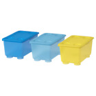 ☑️ IKEA GLIS Box mit Deckel gelb/blau 17x10 cm 3 Stck NEU ☑️