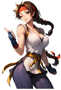 0018 Pegatina Yuri Sakazaki, Impermeable, Laminada, Pinup - Imagen 1 de 2