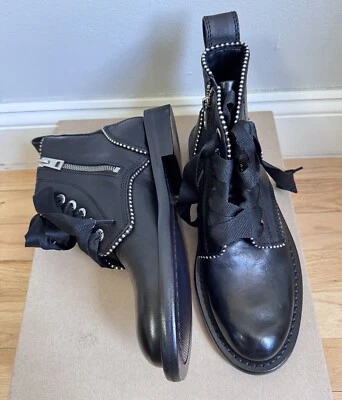 Botas de salto baixo de couro biqueira redonda Zadig & Voltaire Laureen Roma tamanho 38 novas com etiquetas - Imagem 1 de 4