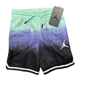Air Jordan Youth Boys Ombre Athletic Shorts Sz 6 Mesh Drawstring Green Purple - Picture 1 of 5