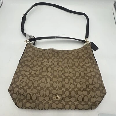 BOLSO DE HOMBRO HOBO COACH F55365 OUTLINE FIRMA CELESTE CONVERTIBLE CAQUI/MARRÓN Foto 1 de 4