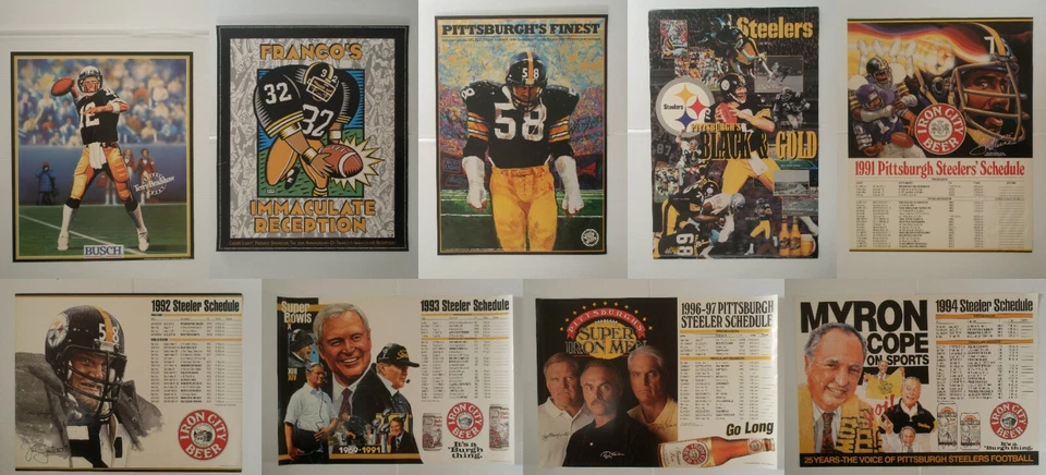 Póster PITTSBURGH STEELERS ELECCIÓN Lambert HORARIO Cerveza Bradshaw Harris ORIGINAL Foto 1 de 1