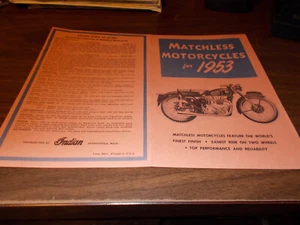 1953 Matchless Motorcycles Sales Brochure - Picture 1 of 2