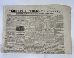 Vermont giornale repubblicano e giornale marzo 1831 Windsor Vermont - Foto 1 di 11