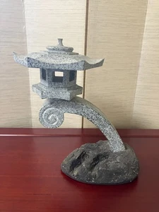 Vintage Japanese Lantern Toro Stone Ornament Okimono Curved Garden Bonsai Roof - Picture 1 of 14