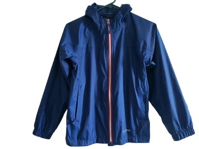 Size 10 LL Bean Rain Windbreaker Jacket Boys EEUC Blue Multicolored - Image 1 of 4