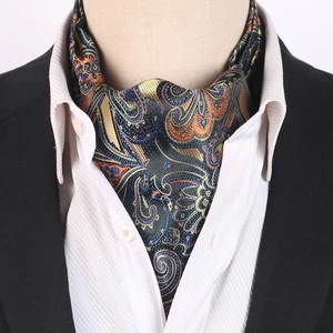 Corbata Ascot de cachemira beige, naranja y azul para hombre - Imagen 1 de 1