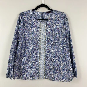 J. Camicia blusa crew cotone smerlato popeline misto stampe liberty L floreale AJ400 - Foto 1 di 10