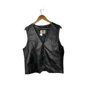 Vintage Miller Outer Wear Cowhide Grain Brown Leather Vest Size Large Snaps - Picture 1 of 2