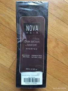 Nova Hair Dye Dark Brown Hair Dye Shampoo Men And Women 200 ml Sealed Exp 10/27 - Picture 1 of 3