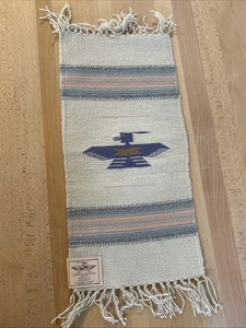 Chimayo Weaving Wool Southwest Thunderbird Runner/Mat 10"x20" ~ Aceves Weavers - Picture 1 of 10