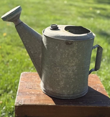 Vintage Galvanized Metal Watering Can w/ Shower Nozzle Rustic 10 Qt - Image 1 of 4