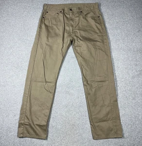 Pantalones de mezclilla Levis 505 para hombre talla 36x32 caqui beige pierna recta calce regular 100 % algodón - Imagen 1 de 10
