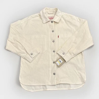 Levi's Corduroy Jacket Womens Medium Heavyweight Full Zip Button Shirt Cream - Image 1 of 4