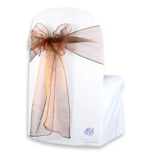 50 Stck. Organza Stuhl Abdeckung Schleife Schärpe 108"x8" - Braun - Hochzeit Party Bankett rr - Bild 1 von 5