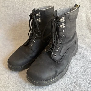 Stivali Doc Martens Vincent Hook in pelle nera da combattimento da uomo US 10 stringati con scatola - Foto 1 di 11