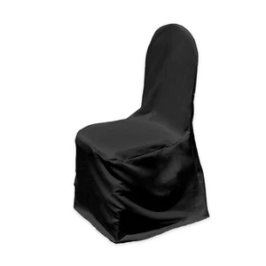 1 pc Black Polyester Banquet Chair Covers Wedding Reception lz - Picture 1 of 8