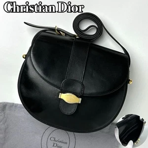 Vintage Christian Dior Leather Shoulder Bag Crossbody Black Made in France - Picture 1 of 10