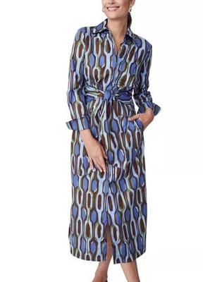 Nuevo con etiquetas Vestido J. McLaughlin Orla en Mármol Goteo Manga Larga Corbata Cintura M Foto 1 de 4