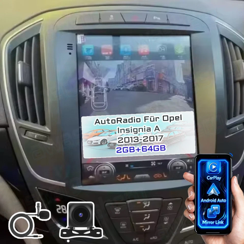 9.7" Android 15 Autoradio GPS BT Carplay 64GB Für Opel Insignia A 2008-2013 +KAM - Bild 1 von 4