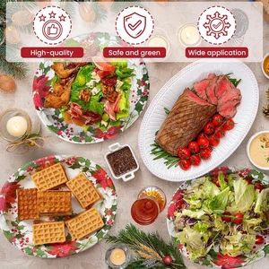 50 Stück Weihnachten Oval Pappteller 12" x 10" Groß Einweg Abendessen Servieren... - Bild 1 von 5