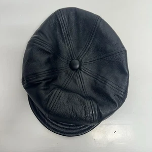 Gorra de Newsboy Vintage Cuero de Cordero Genuino - Hecha en EE. UU. - Negra - Talla Mediana - Imagen 1 de 8