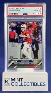 Drake Maye 2024 Topps Now #10 3 TD Pass 1st Start Rookie PSA 10 GEM MINT (RC) - Foto 1 di 2