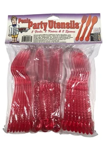 Neuheit Party Penis Besteck Essgruppe 8-teilig Gedeck Hot Pink Kunststoff - Bild 1 von 9