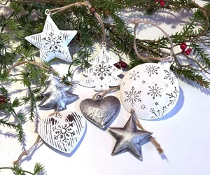 Weihnachtsaufhänger Set Weihnachtsbaum Metall Adventszeit Weihnachtsdeko Stern - Bild 1 von 3