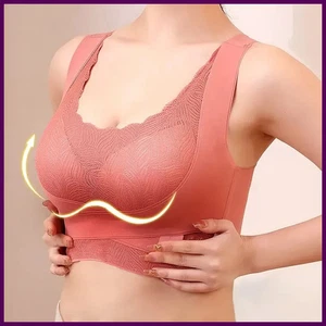 Kontrast Spitze Bügel BH Elegant Front Schnalle Criss Cross Back Bra Damen - Bild 1 von 24