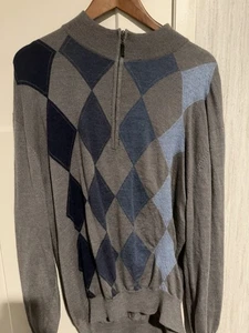 Pendleton 1/4 Zip 100% Merino Wool Sweater Mens Extra Large Geometric Grey NWOT - Picture 1 of 4