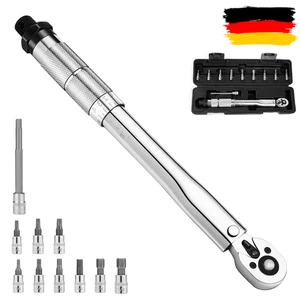 11-Tlg Drehmomentschlüssel Fahrrad 1/4" 5-25 NM Motorrad Stecknüsse Set Ratsche - Bild 1 von 11