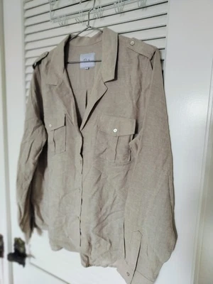 Blusa feminina estilo safári rayon/linho Rails Brooke XL trigo - Imagem 1 de 4