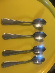 4 Teaspoons 6 3/8” Oneida Pearl Stainless Flatware Beaded ( Light Gold Edge)READ - Picture 1 of 6