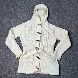 Vtg Sanroy Cable Knit Fishermans Sweater Kids Youth Size 14 Hooded Chunky - Picture 1 of 8