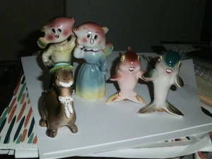 Vintage anthropomorphe Fischkopf Salz und Pfeffer Sets Japan + Bonus Lesen - Bild 1 von 9