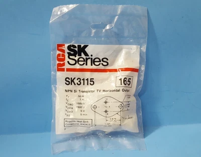 ONE- NPN Si Transistor TV Horizontal Output, SK3115, RCA - Image 1 of 2