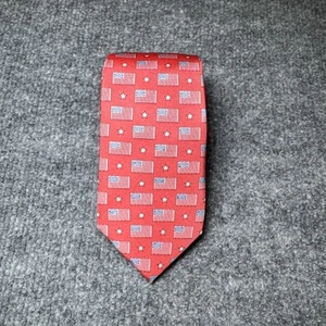 Collared Greens Tie 100% Silk Red USA Flag All Over Print Hand Made in USA - Picture 1 of 9