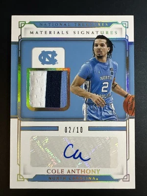 2021 National Treasures Collegiate Cole Anthony Materials Signatures /10 #LMS-CA - Image 1 of 2