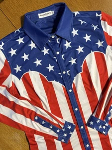 Ranch Dress’n American Flag Western Rodeo Show Shirt Damen M Stretch Patriotisch - Bild 1 von 7
