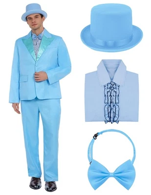 Disfraces de Halloween Traje Azul Naranja Esmoquin Abrigo Sombrero Pajarita Años 90 Halloween Cos... Foto 1 de 4