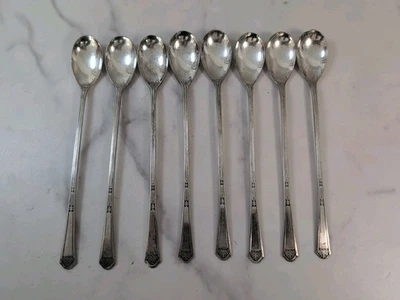 Vintage Florentine Silver Plate Ice Tea Spoons Silverware/Flatware Set of 8 - Image 1 of 4
