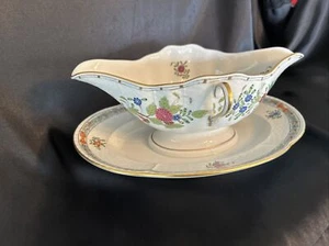 HEREND PORZELLANSOSSENBOOT - handbemalt - indische Korb-gebundene Untertasse - Bild 1 von 10