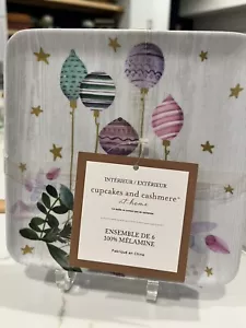 6 New Cupcakes & Cashmere Melamine Appetizer Plates Pastel Holiday Ornaments - Picture 1 of 4