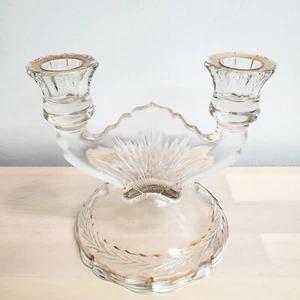 Vintage 20s 30s Art Deco 2-Arm Candelabra Glass with Gold Trim - Picture 1 of 9