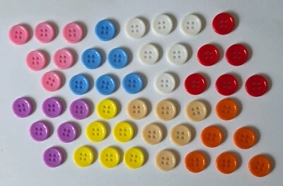 48 Buttons Size 15mm 8 Colours with 6 of Each Round Four Hole Buttons - Image 1 of 4